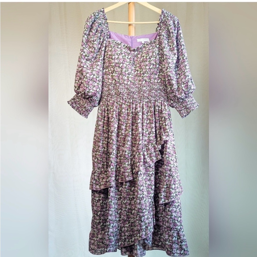 Ivy City Co "Olivia" Floral Purple Ruffle
Smocked Dress - Picture 6 of 9